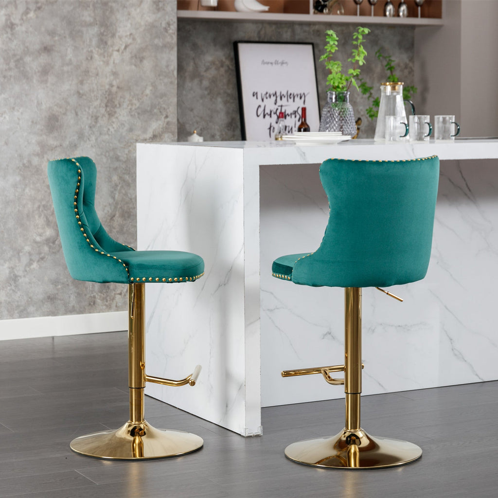 25-33 Inch Modern Velvet Swivel Barstools (Set of 2)