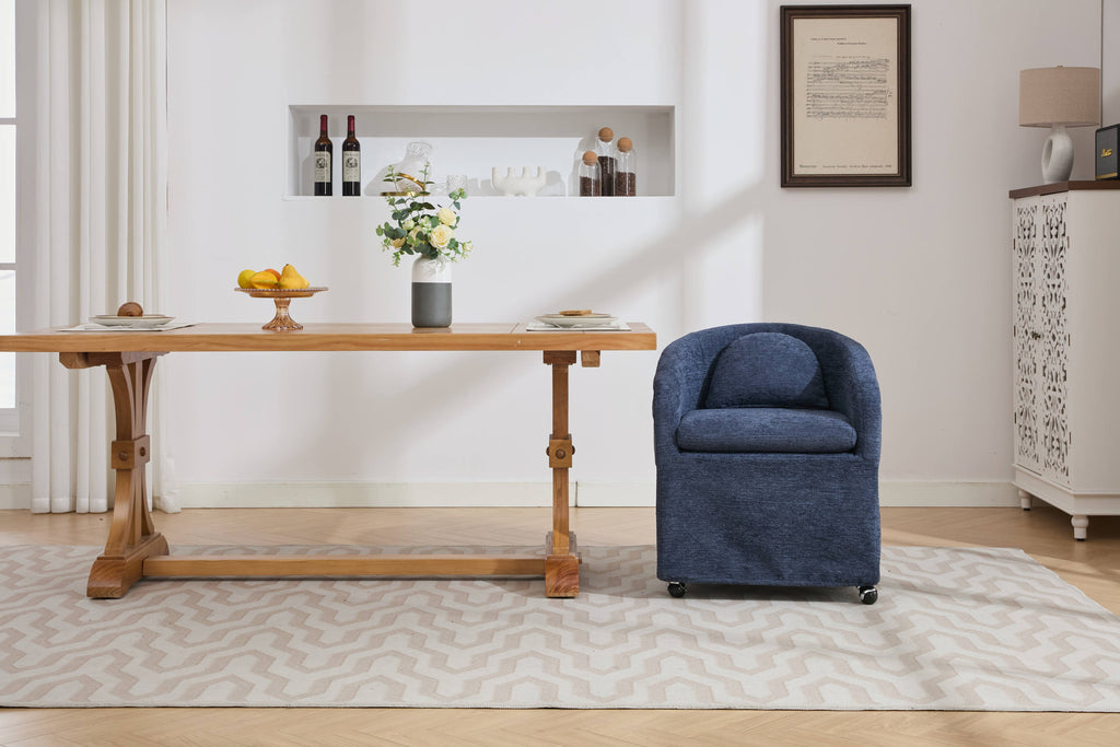 Modern Chenille Fabric Dining Armchair with Back Cushion