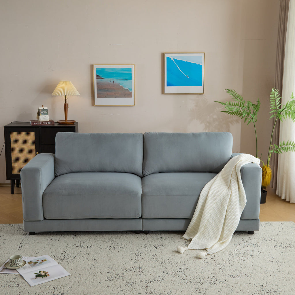 81'' Modern Square Arm Sofa with Soft Fabric Upholstery