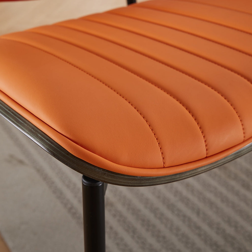 Mid Century Modern Retro Faux Leather Dining Chairs with Walnut Bentwood (Set of 2)