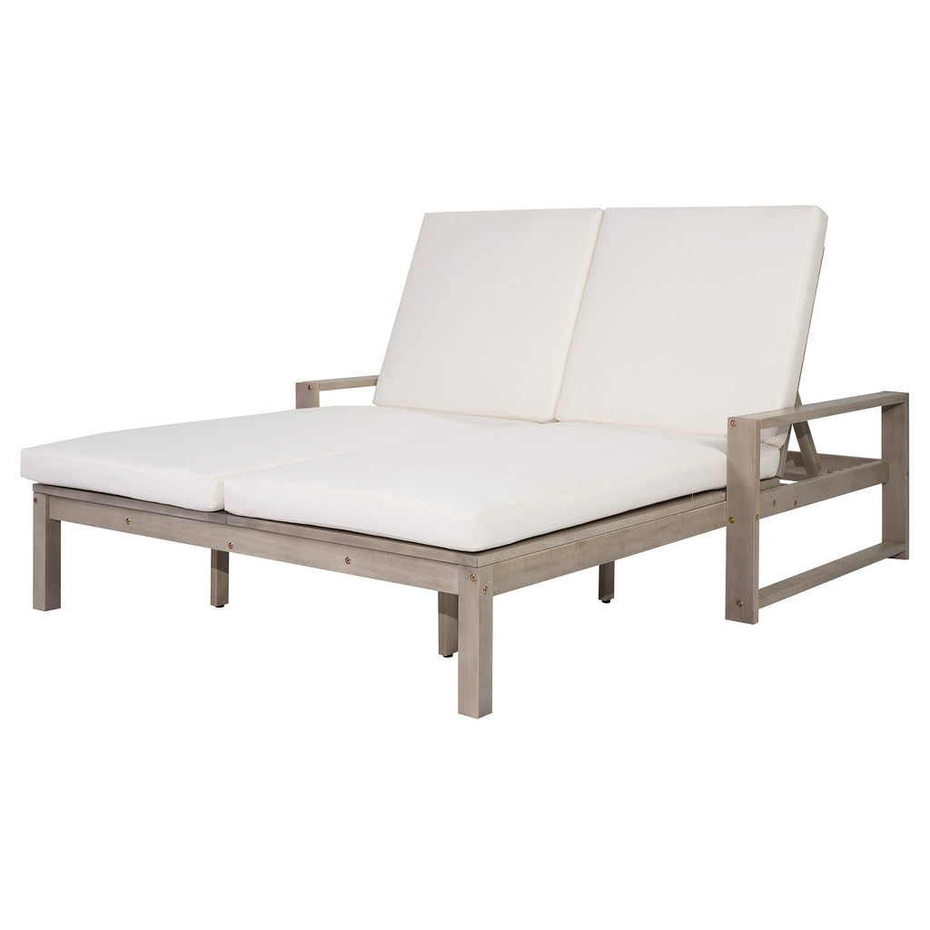 Double chaise lounge 5 position adjustable backs cushioned ideal for patio poolside relaxation