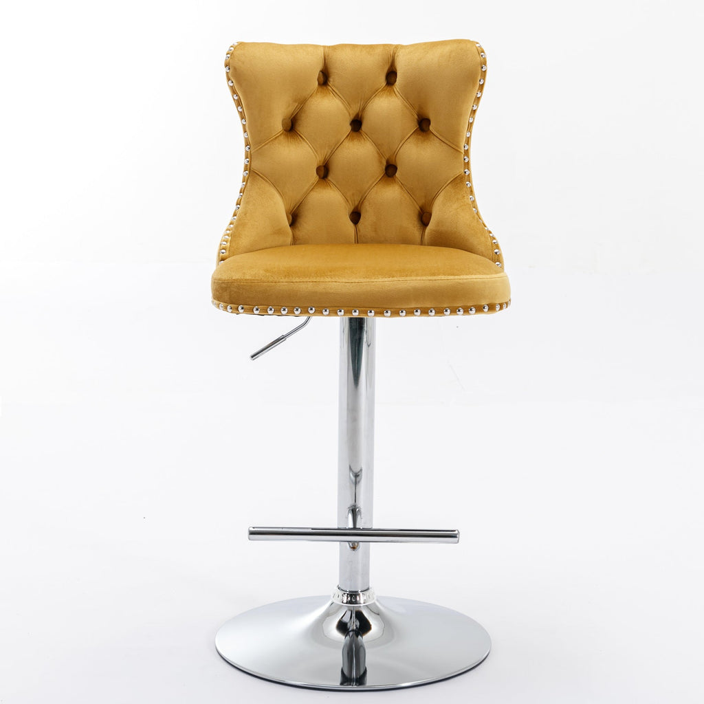 25-33 Inch Modern Velvet Swivel Barstools (Set of 2)