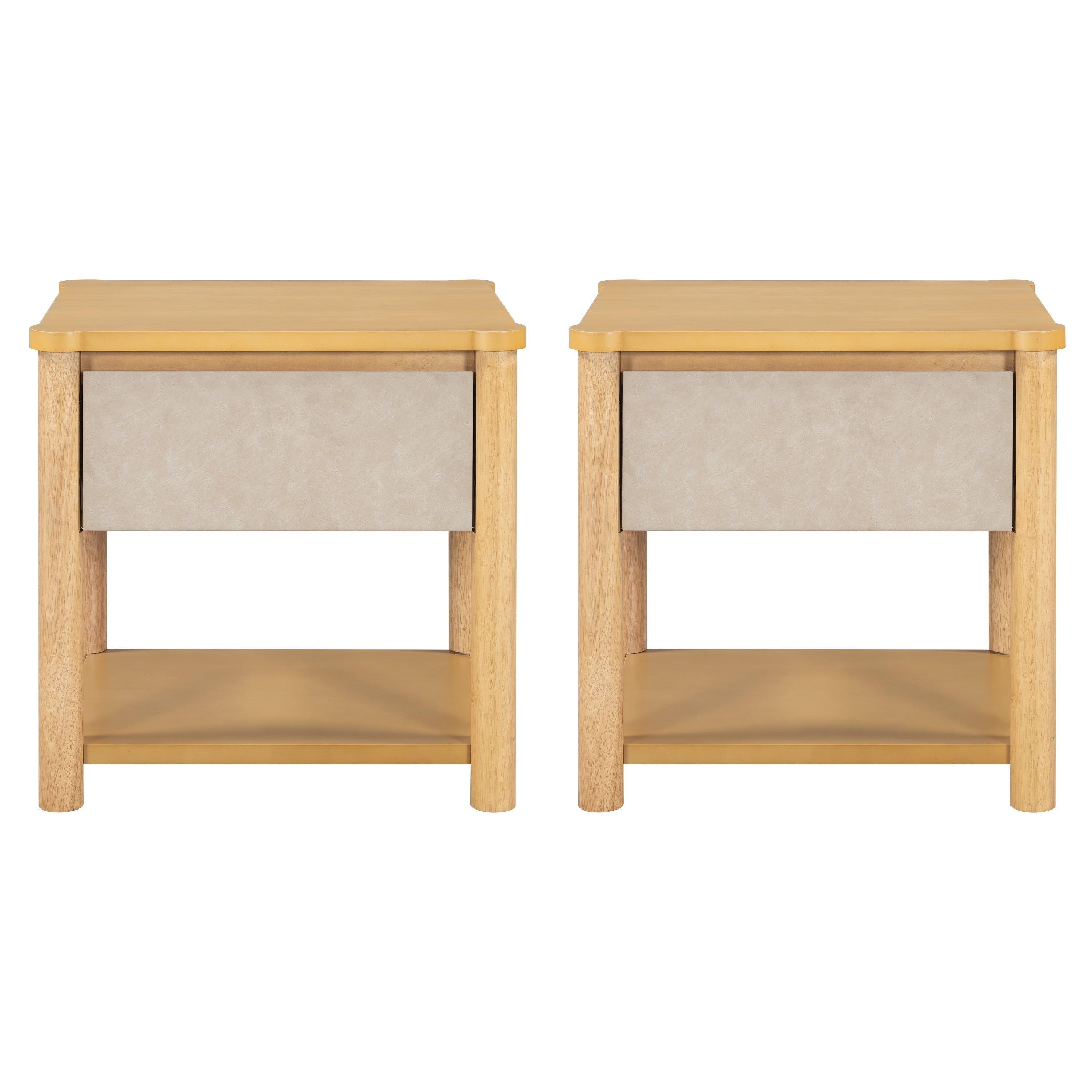Modern Wood Nightstands with Drawer (Set of 2)