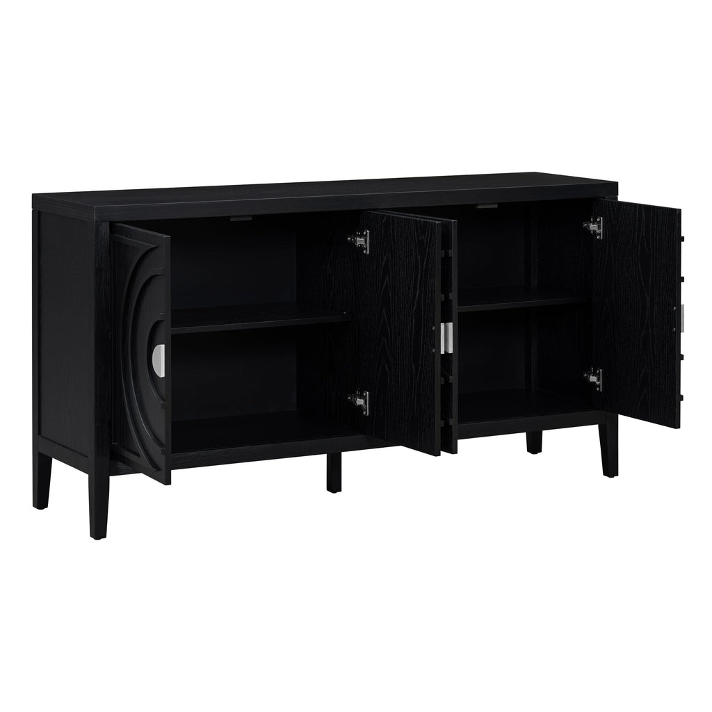 60" Circular Groove Design Sideboard Door for Living Room
