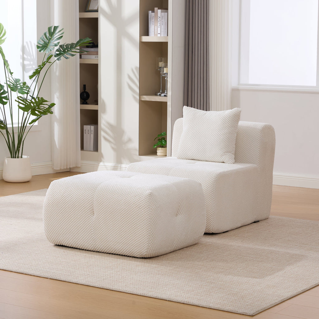 Oversized Boneless Convertible Cloud Couch with Movable Ottoman
