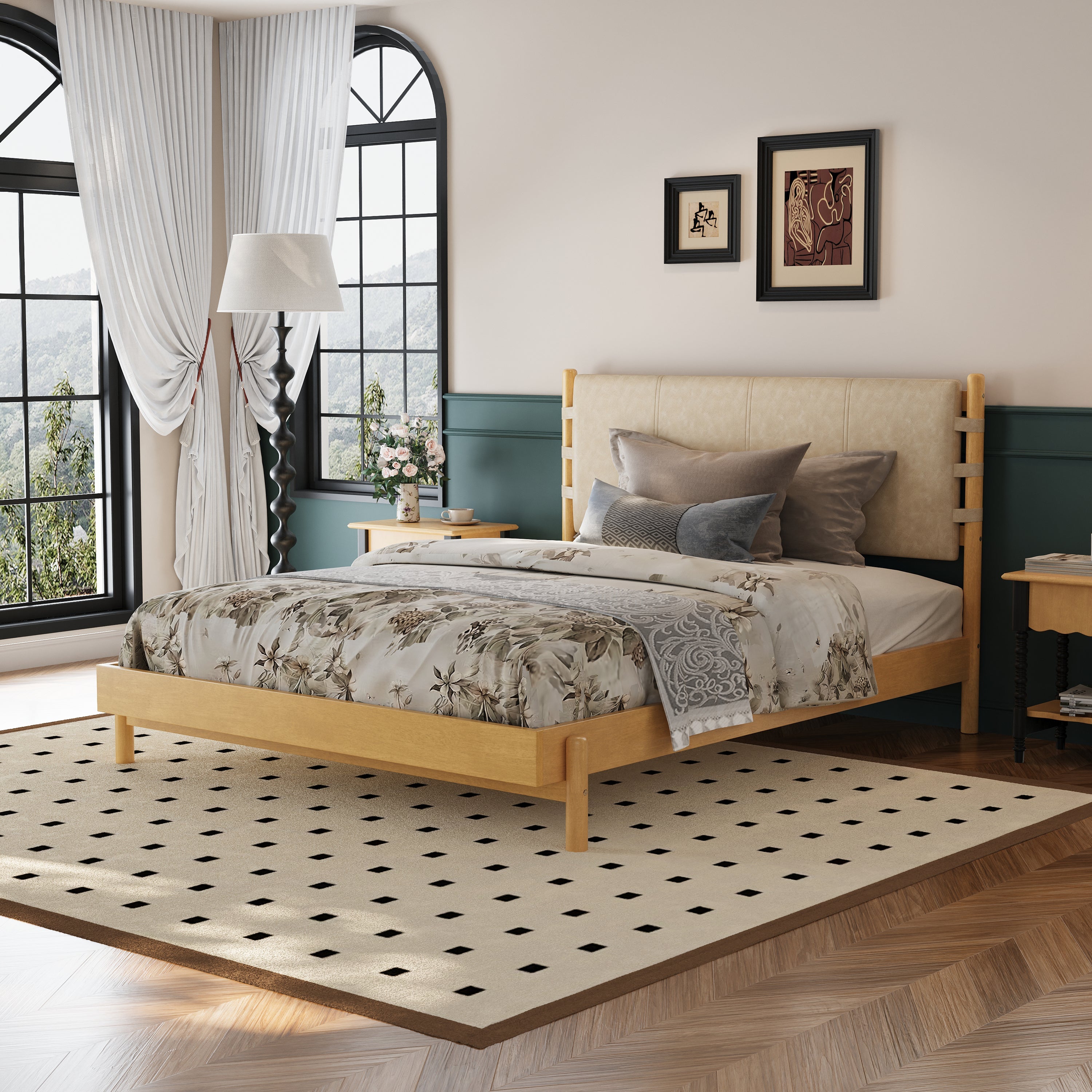 Premium Queen Size Rubber Wood Platform Bed Frame