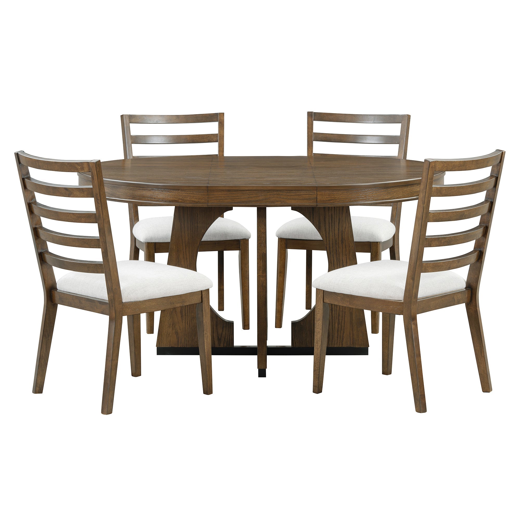 5-Piece Retro Extendable Dining Table Set with 16" Removable Leaf