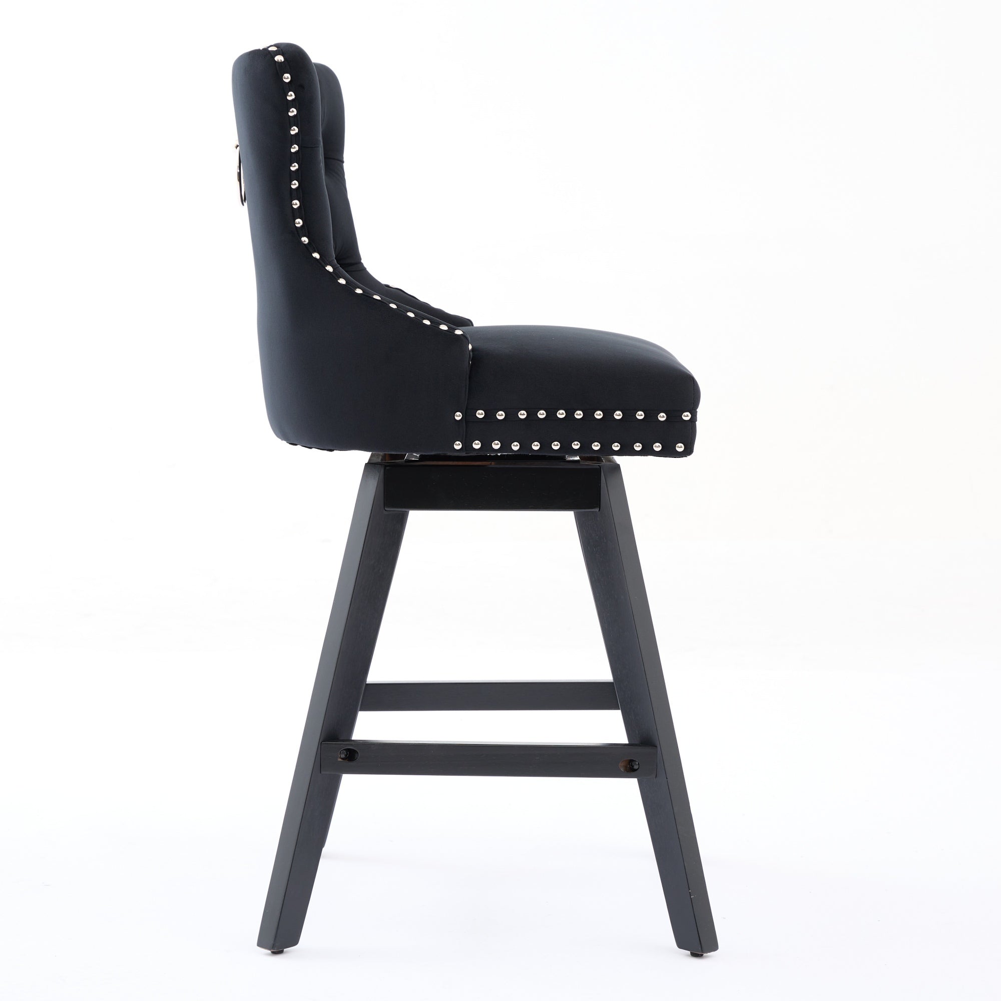 Swivel Velvet Barstools with Button Tufted Decoration (Set of 2)