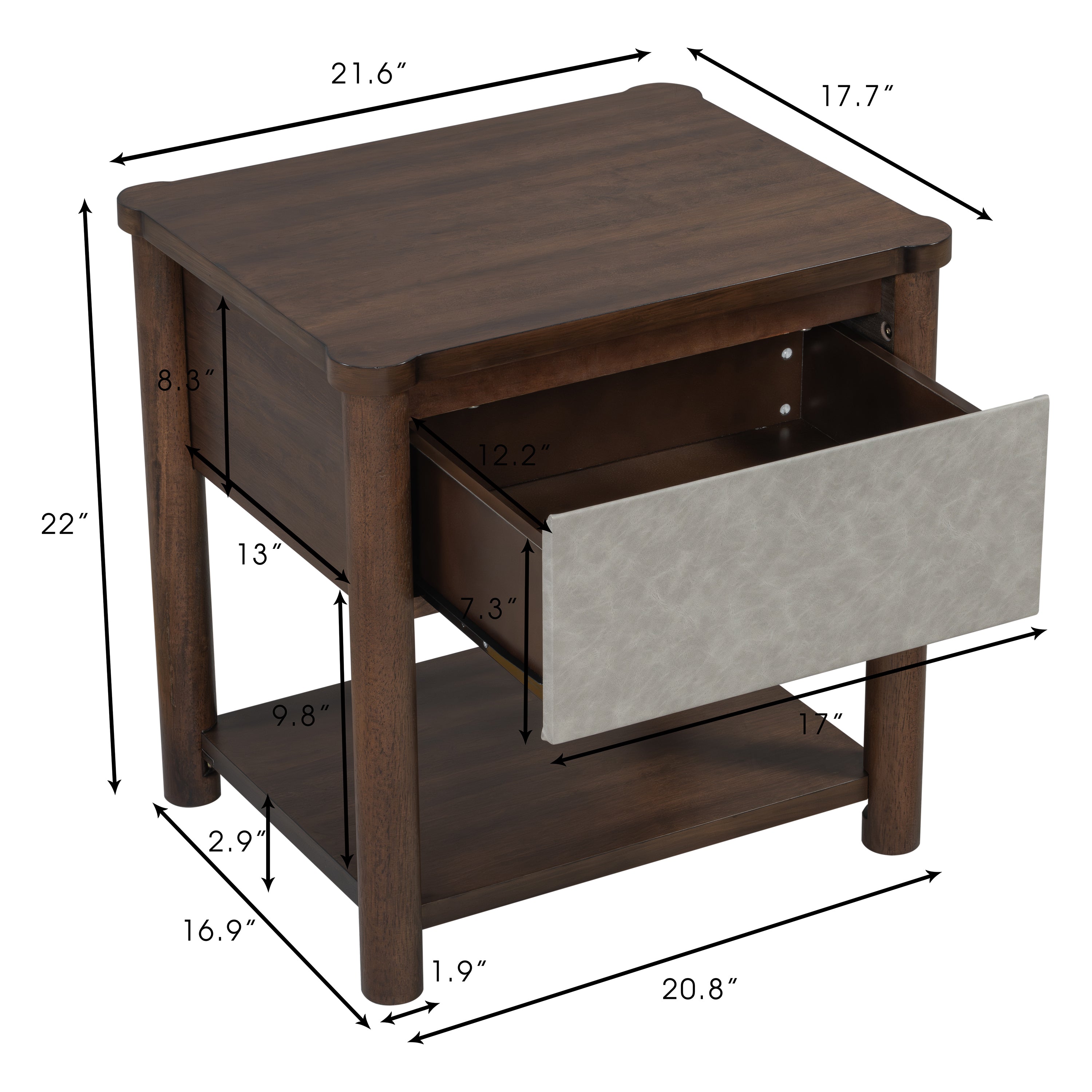 Modern Wood Nightstands with Drawer (Set of 2)