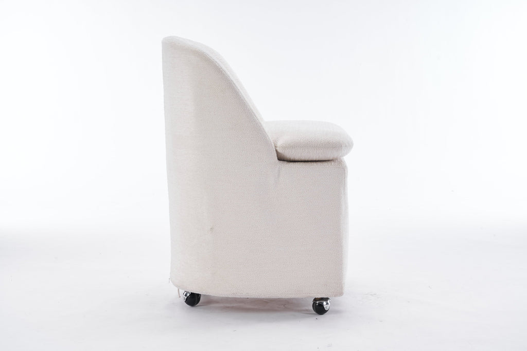 Chenille Fabric Dining Chairs with Universal Wheels