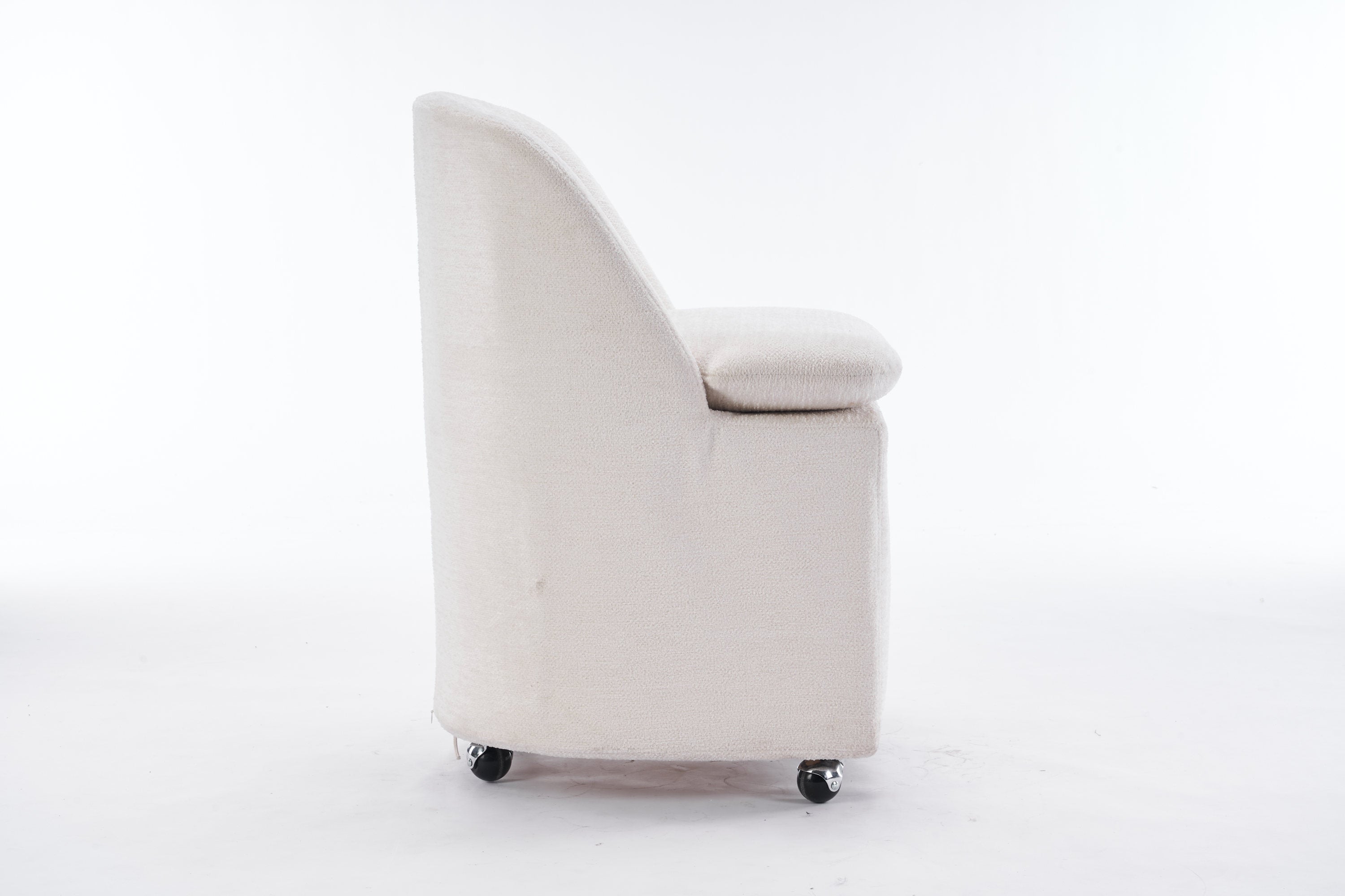 Chenille Fabric Dining Chairs with Universal Wheels