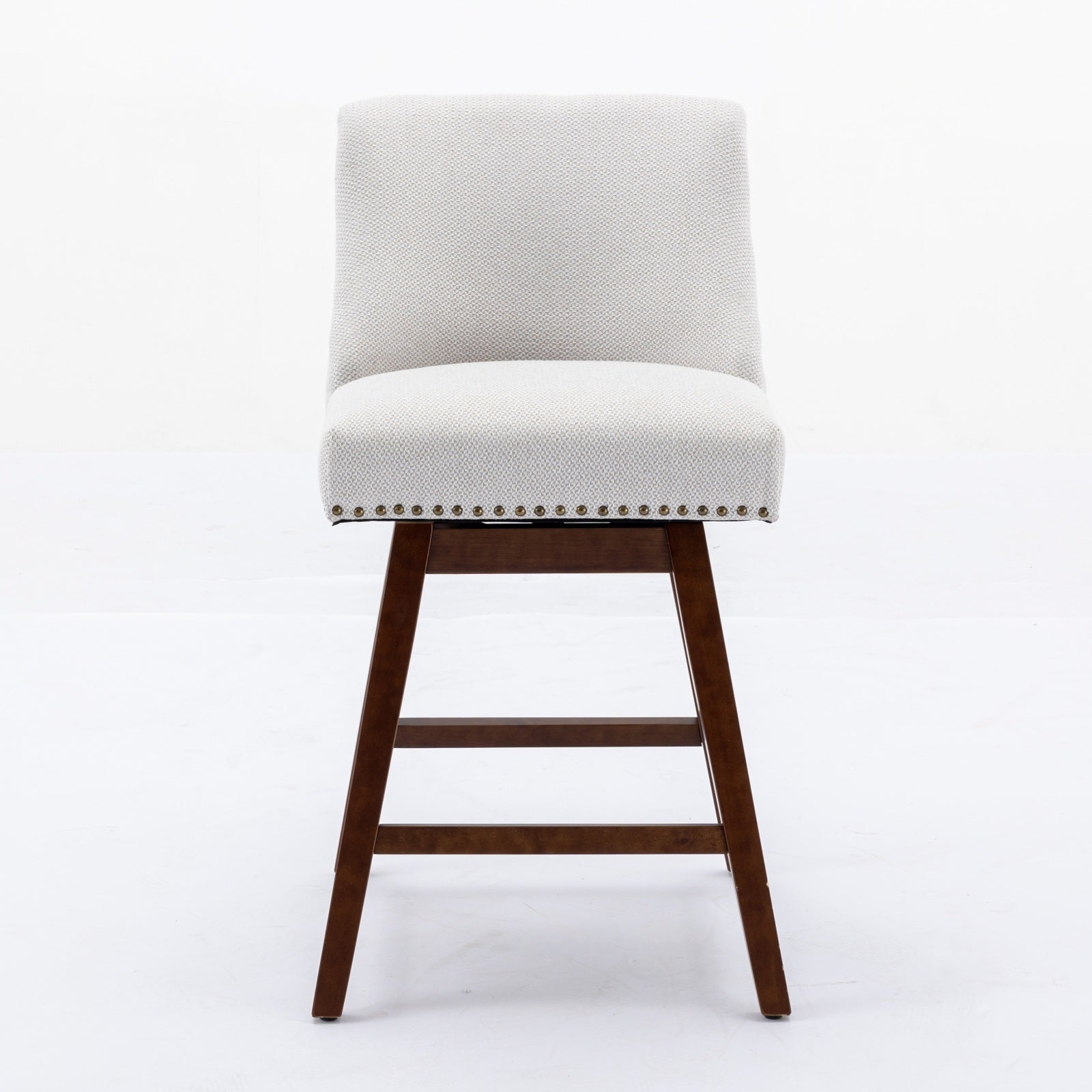 Upholstered Swivel Counter Height Bar Stools with Nailhead Trim (Set of 2)