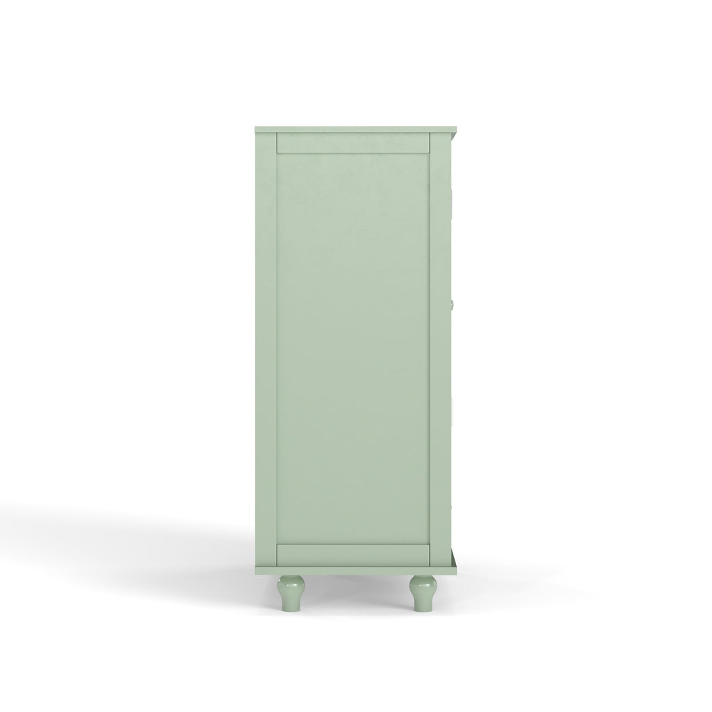 Minimalism Buffet Cabinet with Double Glass Doors and Drawer Mint Green