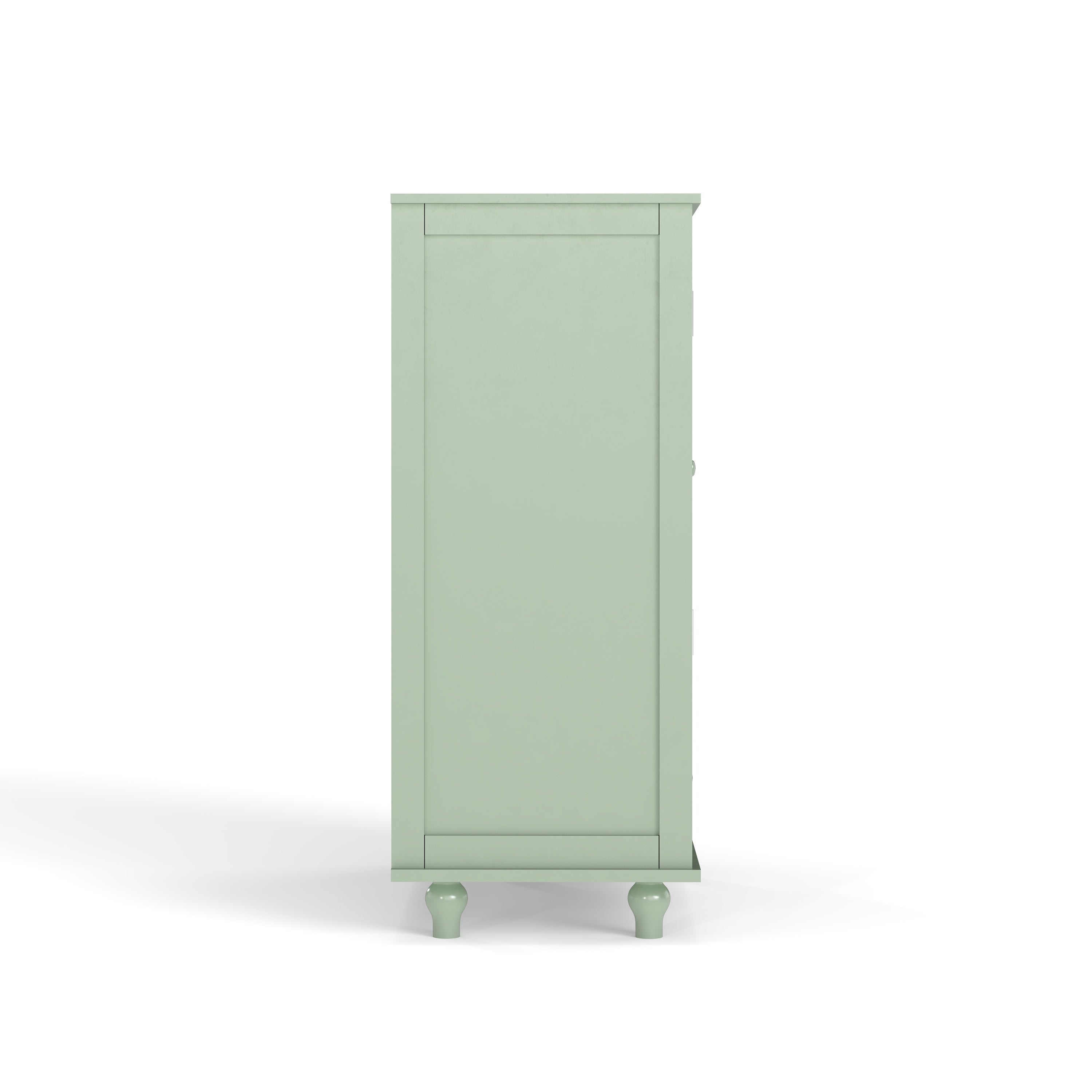 Minimalism Buffet Cabinet with Double Glass Doors and Drawer Mint Green