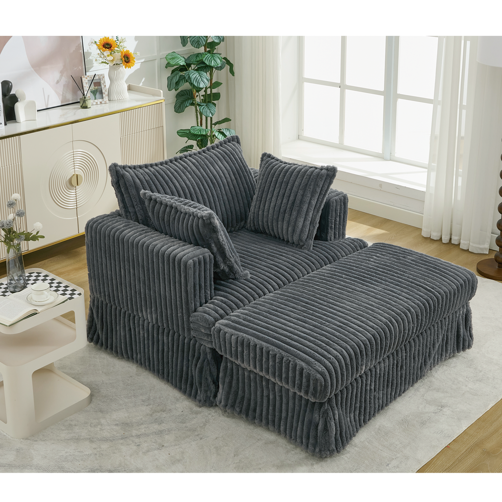 47.7'' Oversized Corduroy Chaise Longue with Ottoman
