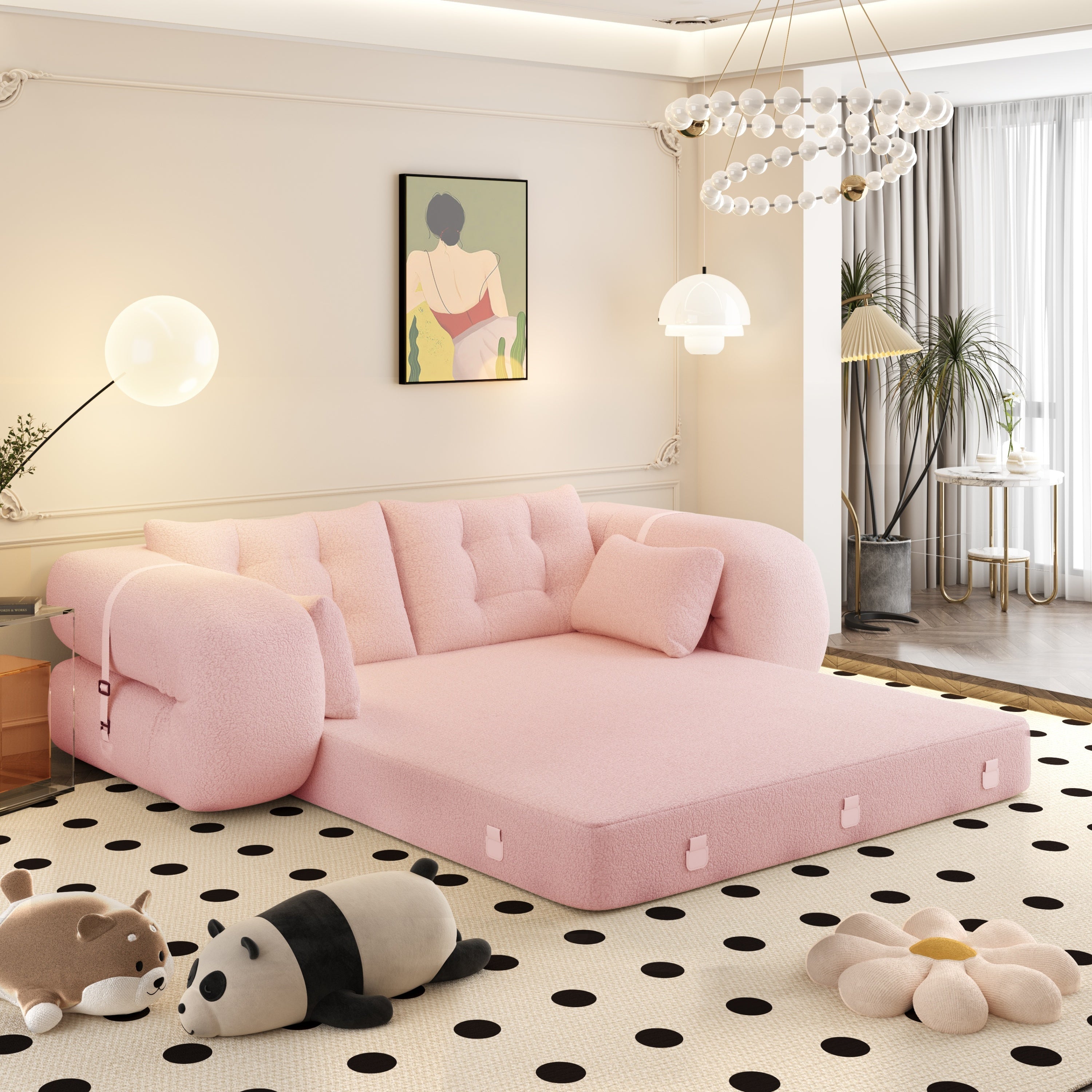 78.7 ' Multi-Functional Teddy Foldable Sofa Bed