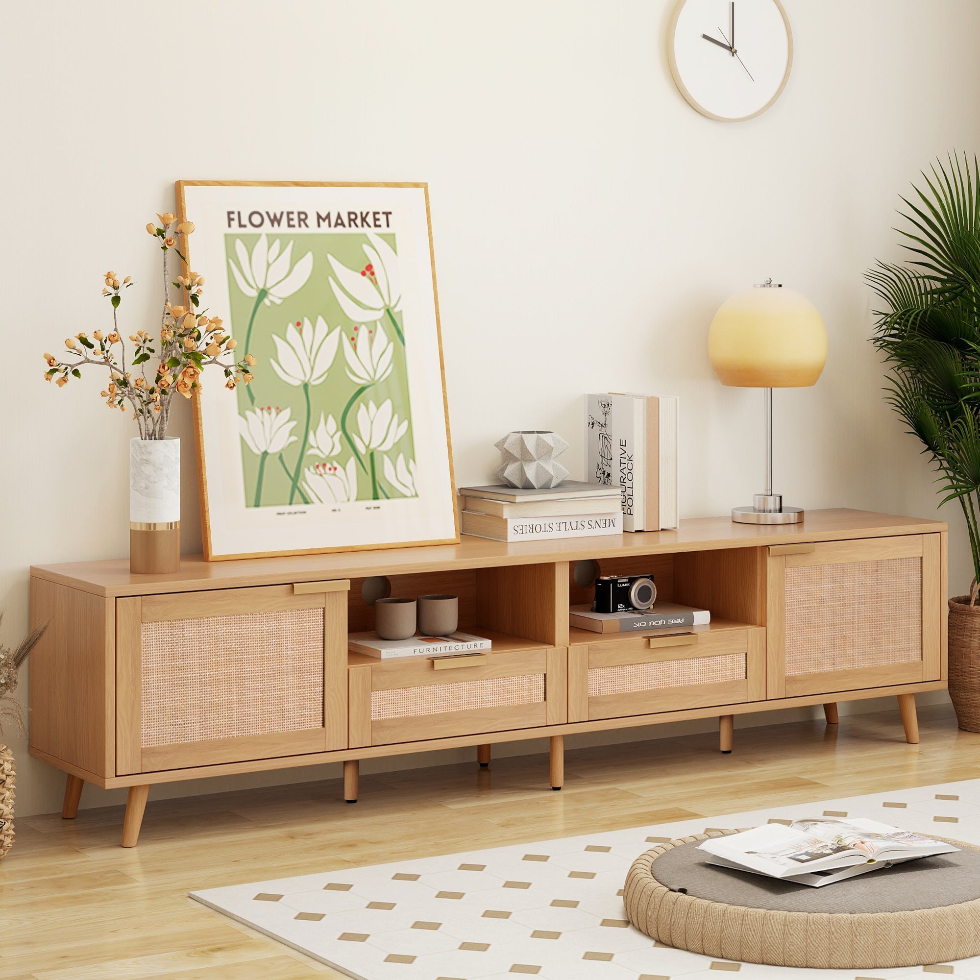 Modern Rattan TV Stand for TVs