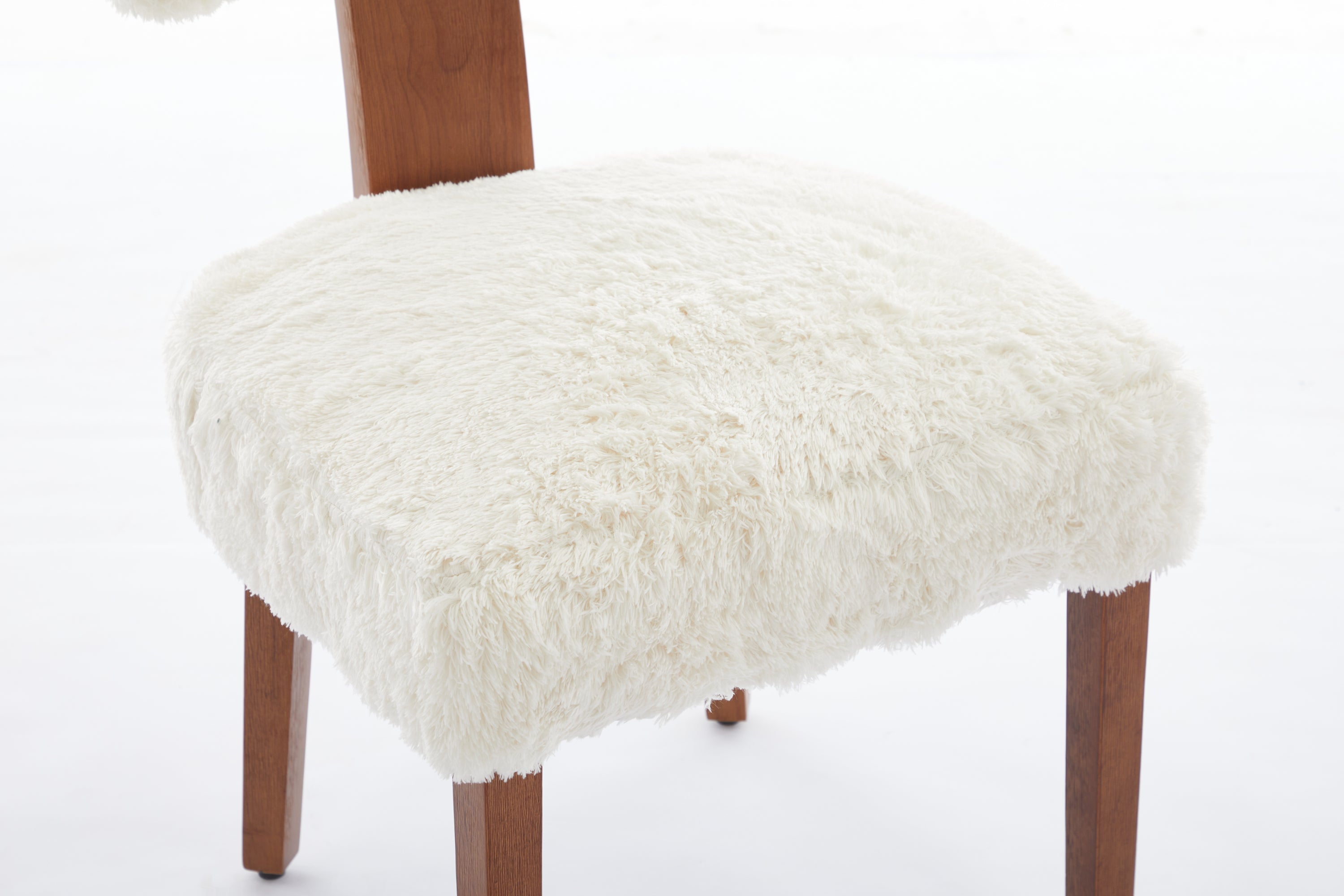 2Pcs  Modern Armless Dining Chairs With Curved Wingback and Solid Wooden Legs