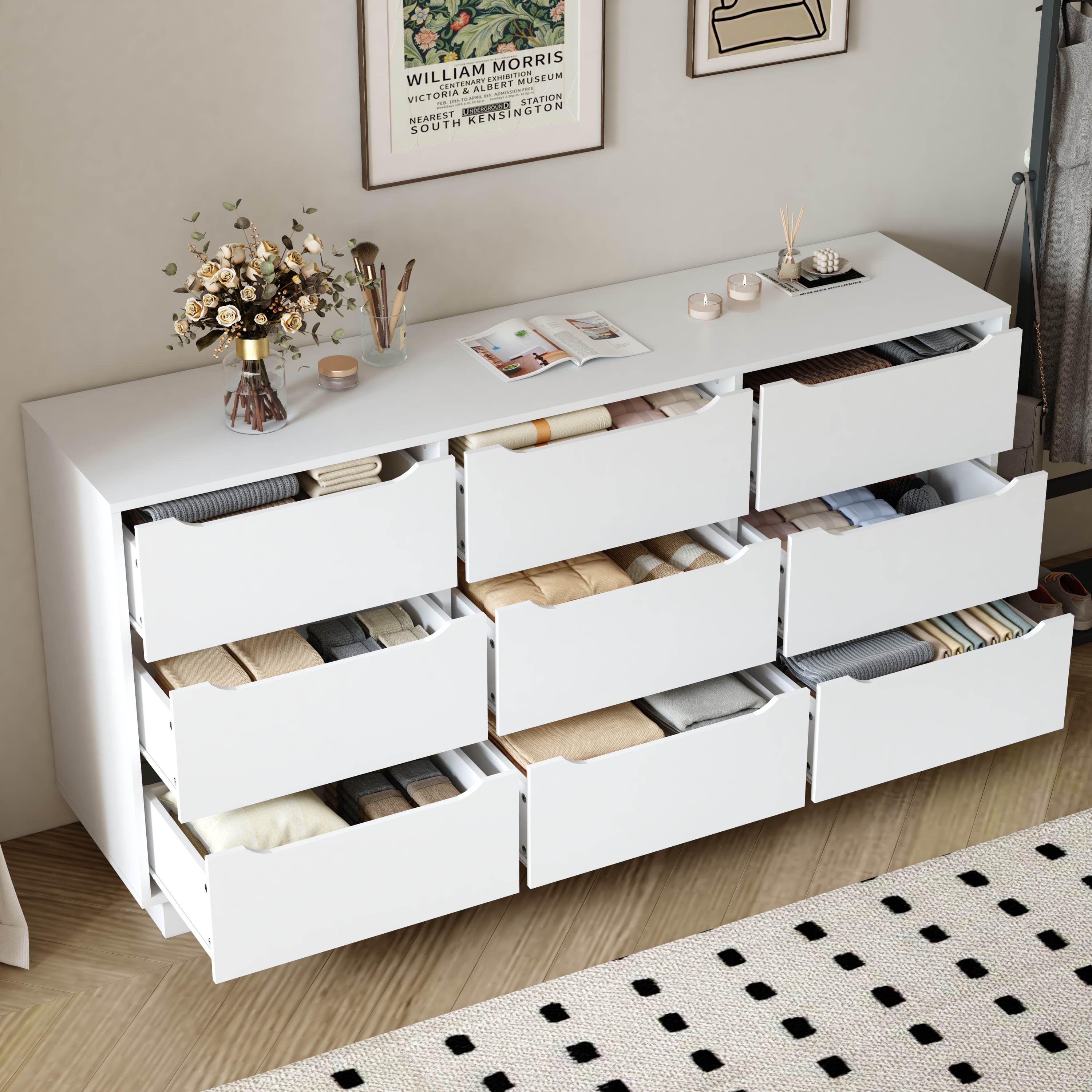 9 Drawer Dresser for Bedroom with Deep Drawers