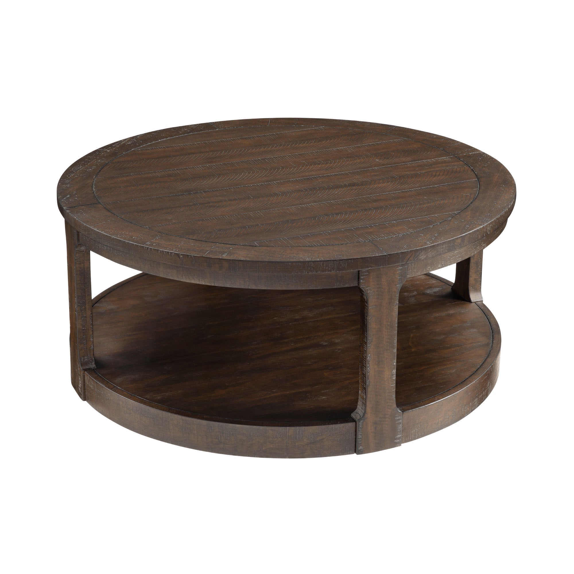 40" Large Curved 2 Tier Traditional Coffee Table with Wheels