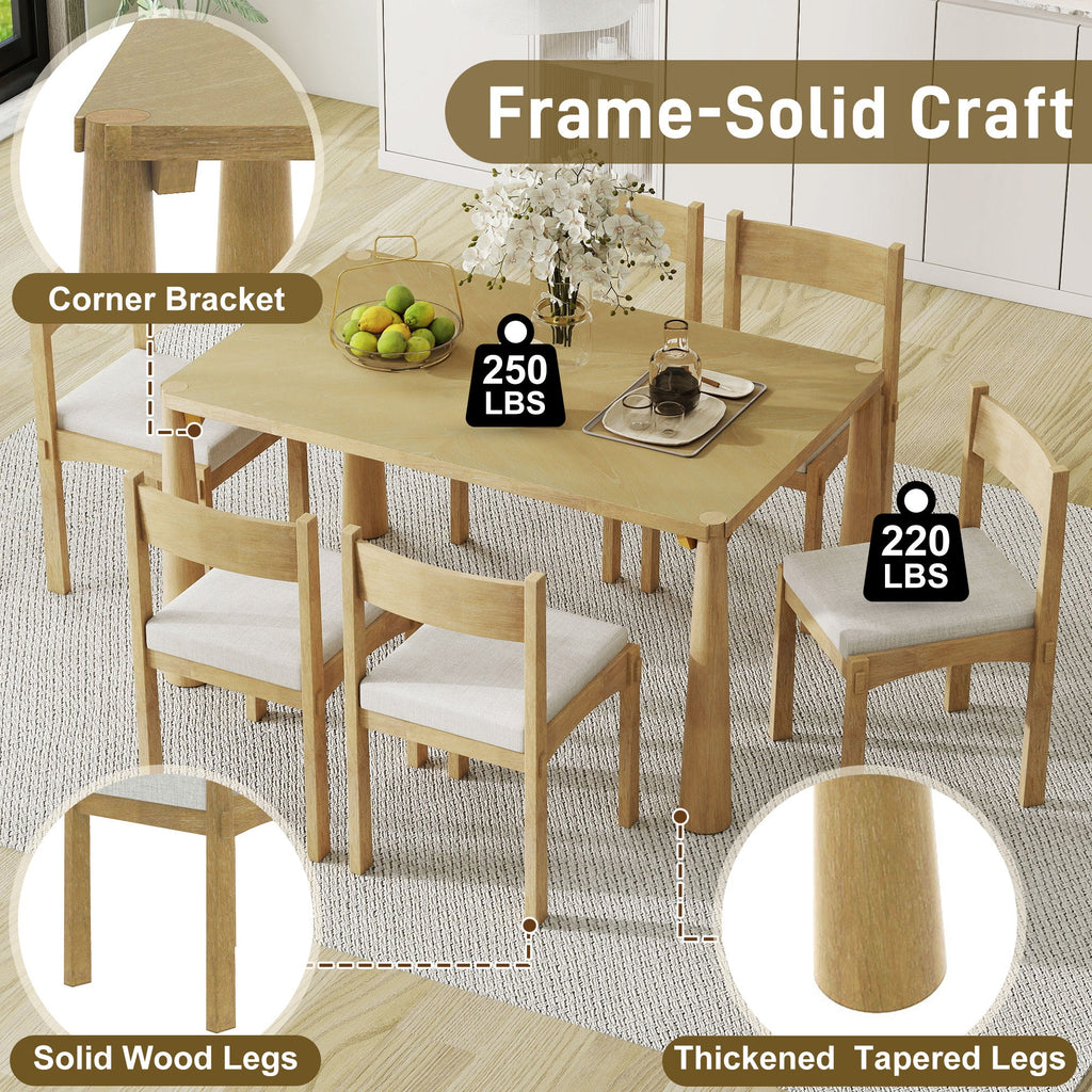 7-Piece Retro Wood Dining Table Set