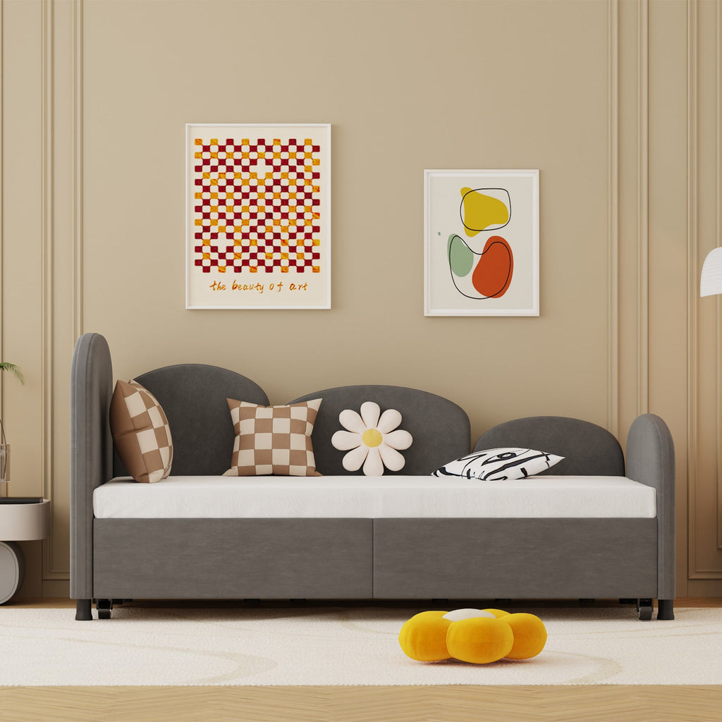 Modern Twin Size Velvet Upholstered Daybed