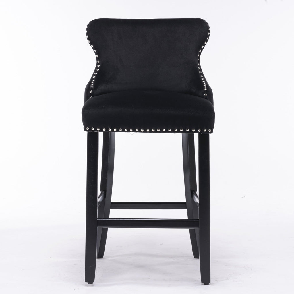 Leisure Style Velvet Upholstered Wing-Back Barstools (Set of 2)