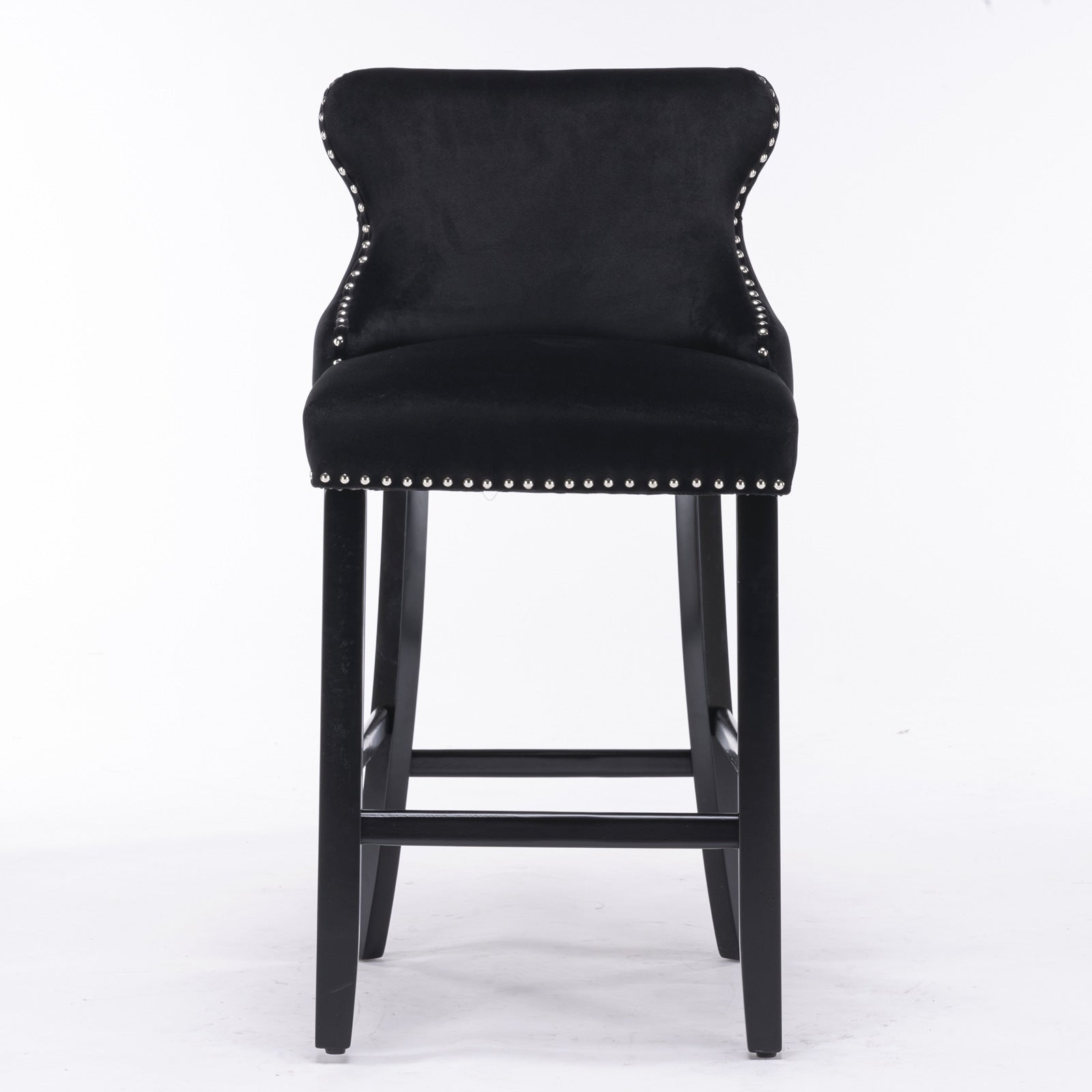 Leisure Style Velvet Upholstered Wing-Back Barstools (Set of 2)