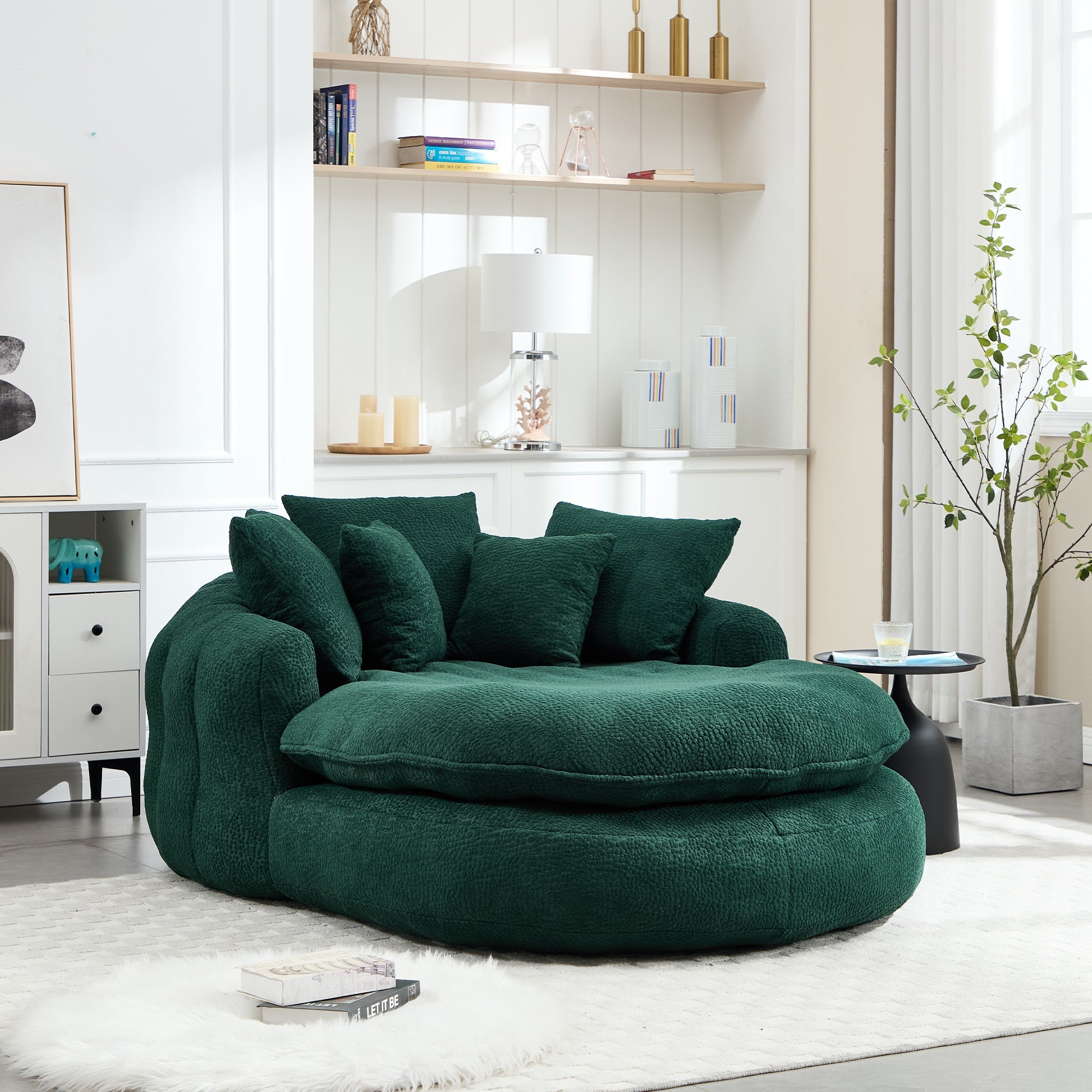 Oversized Oval Upholstered Bean Bag Sofa