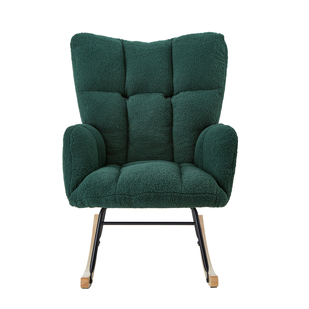 Tufted Upholstered Teddy Fabric Glider Rocking Chair
