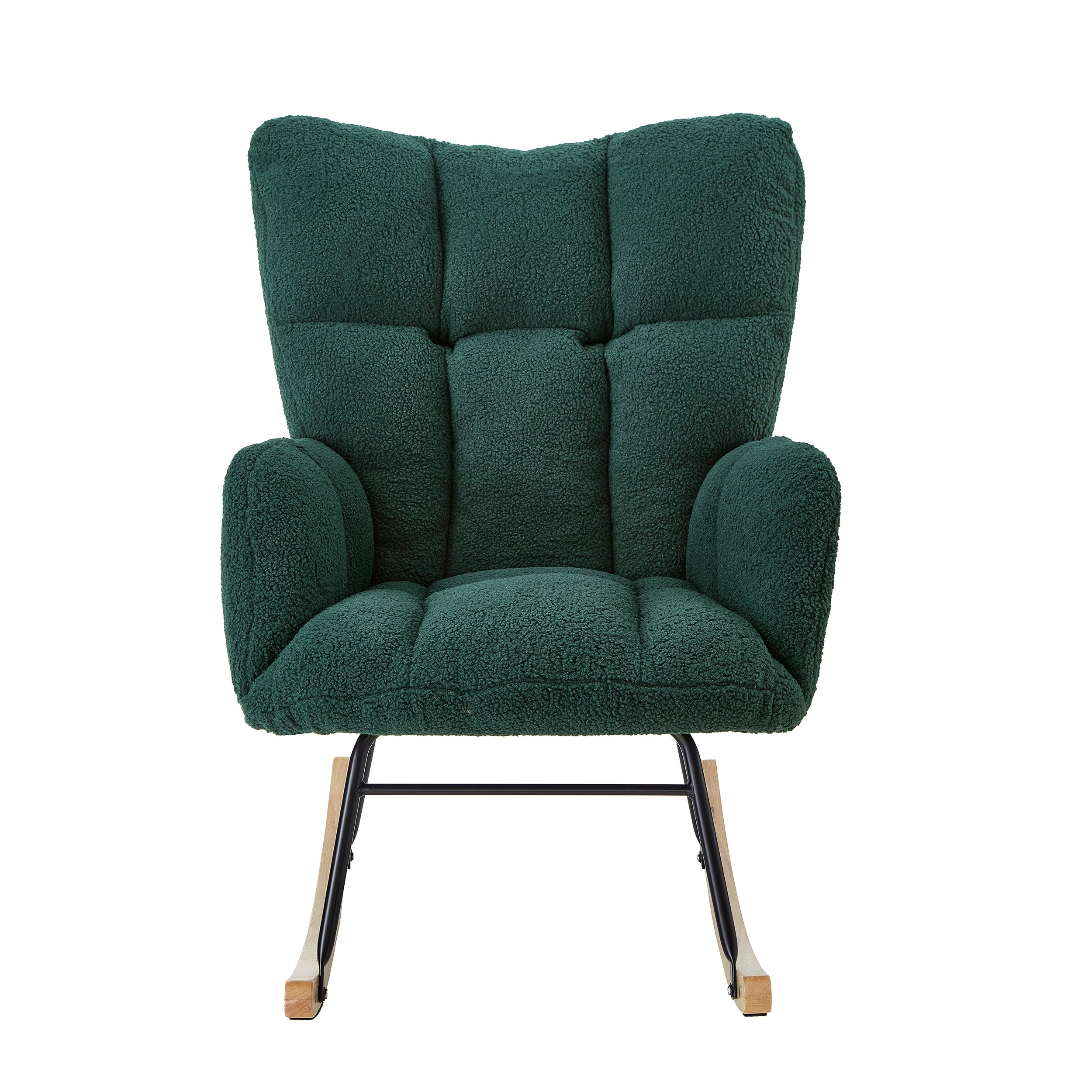 Tufted Upholstered Teddy Fabric Glider Rocking Chair