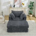 47.7'' Oversized Corduroy Chaise Longue with Ottoman