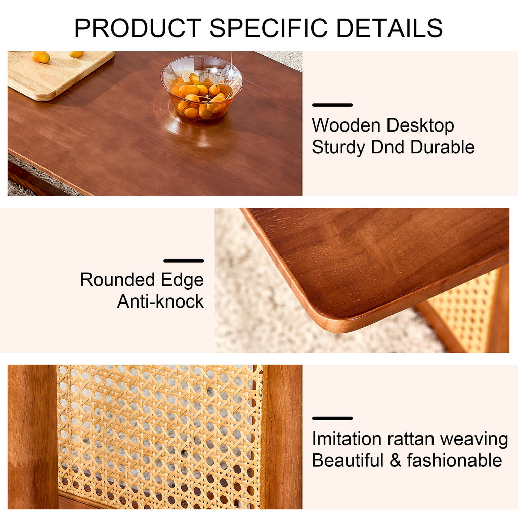 Chinese Style Rattan Solid Wood Coffee Low Table