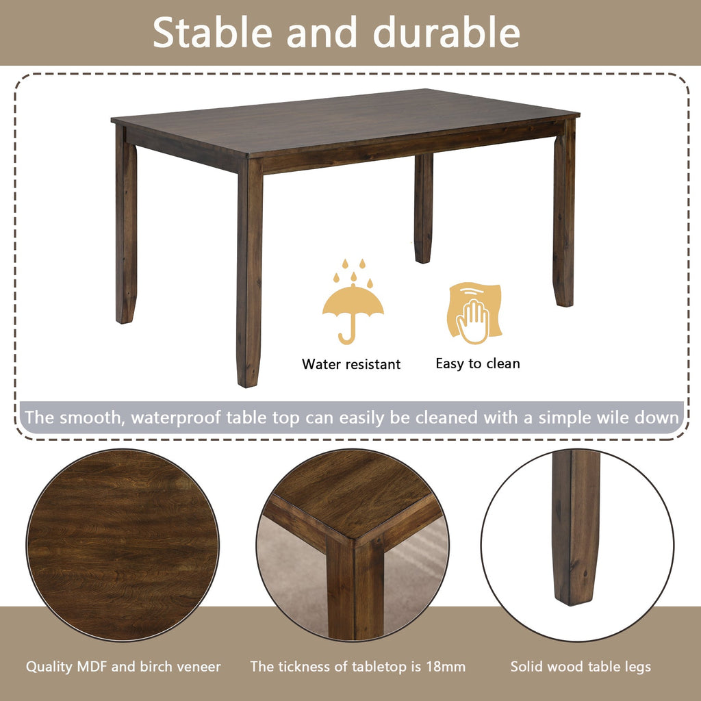 Rectangular Wooden Dining Table (Set for 6)