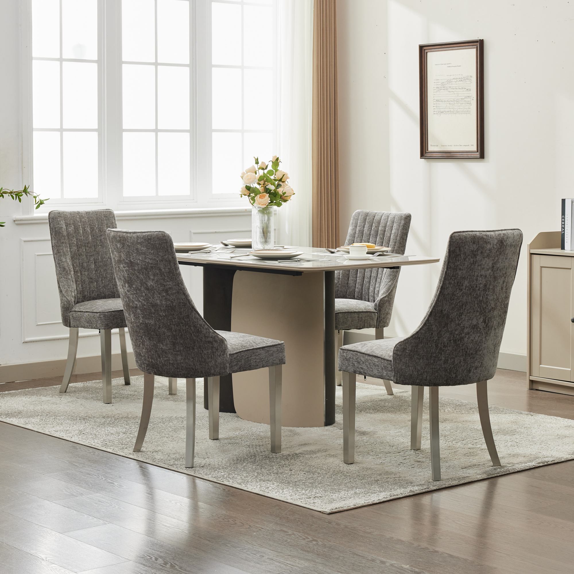 Rayon Cloth Flocking Chenille Dining Chairs (Set of 2 )