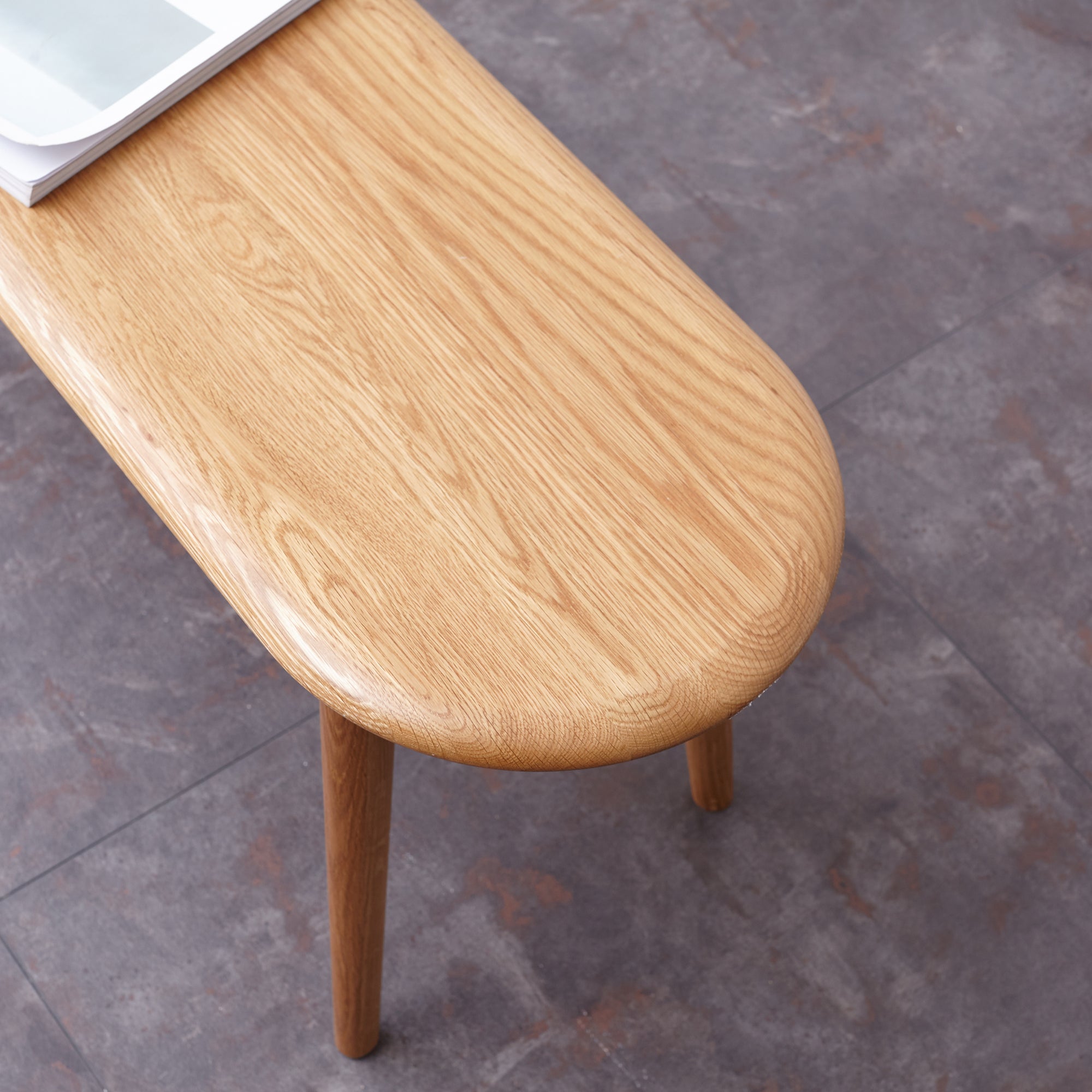 Natural Oak Wood Dining Bench Table Bench with Half-Round Design