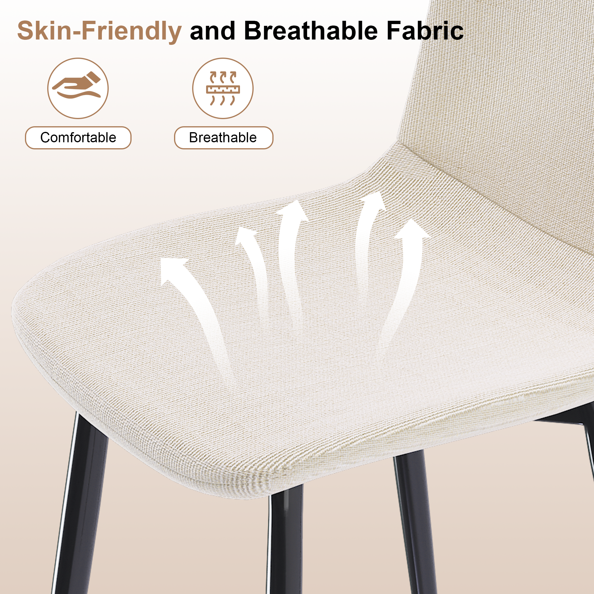 Modern Knit Fabric Dining Chairs with Iron Legs (Set of 4)