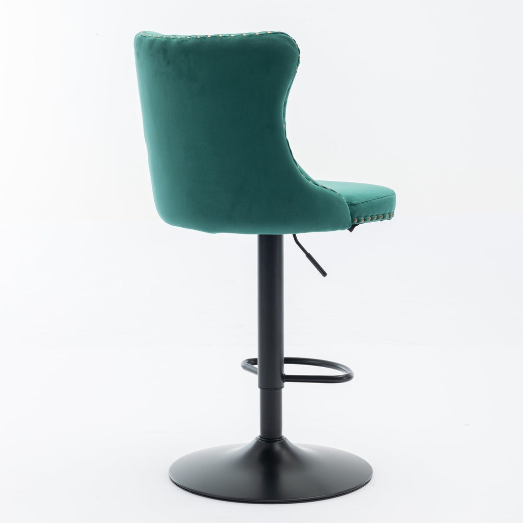 Modern Swivel Velvet Barstools Adjusatble Seat (Set of 2)