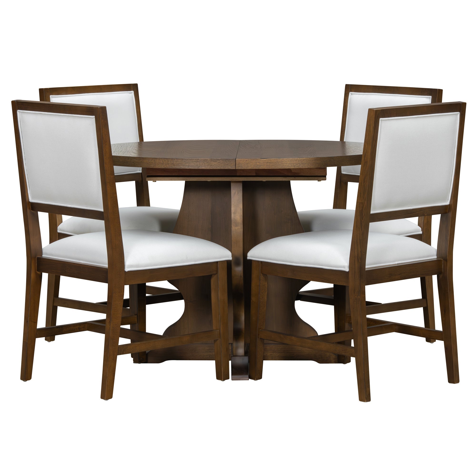 5-Piece Farmhouse Extendable Dining Table Set with 4 Upholstered Chairs