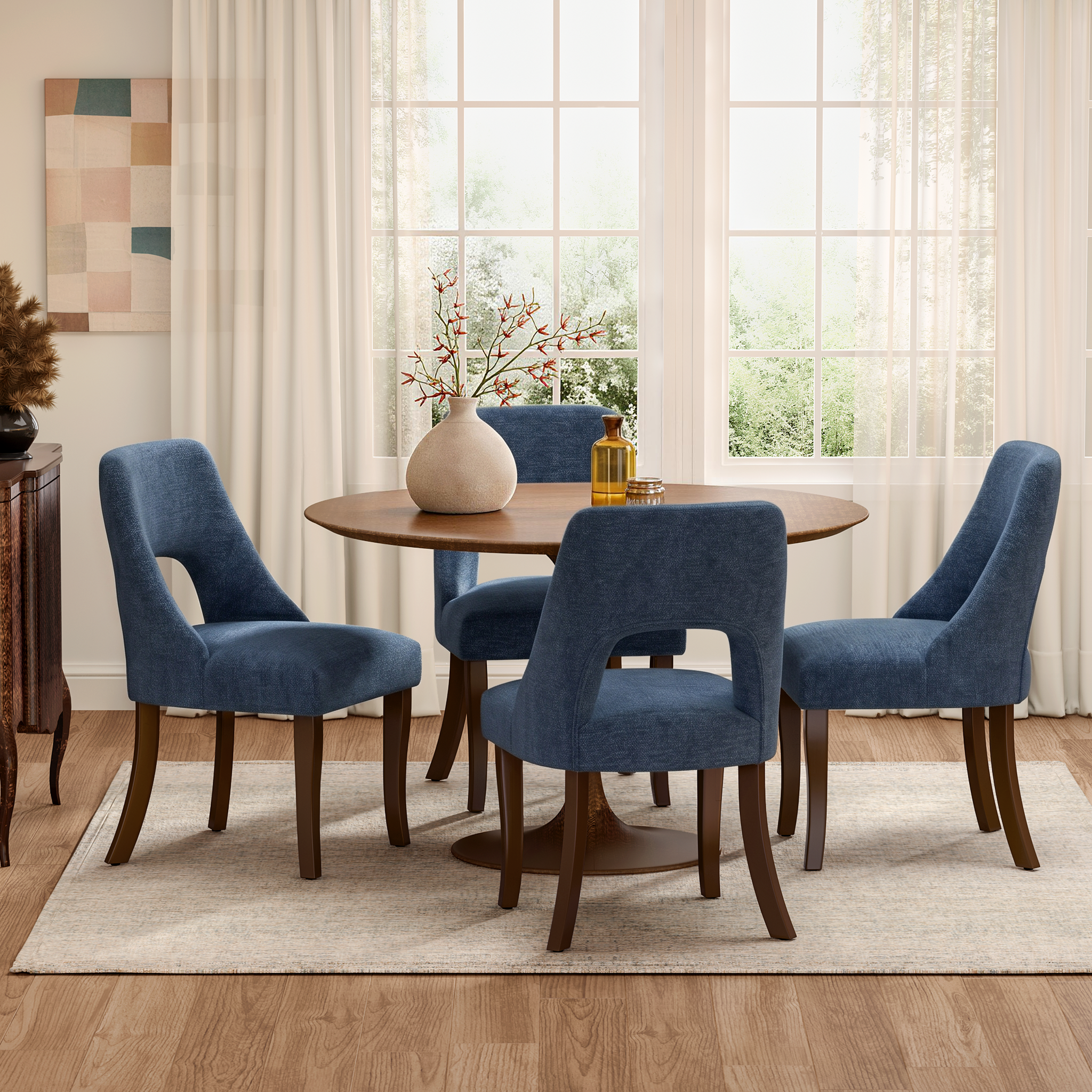Chenille Elegant Tufted Club Dining Room Chairs (Set of 2)