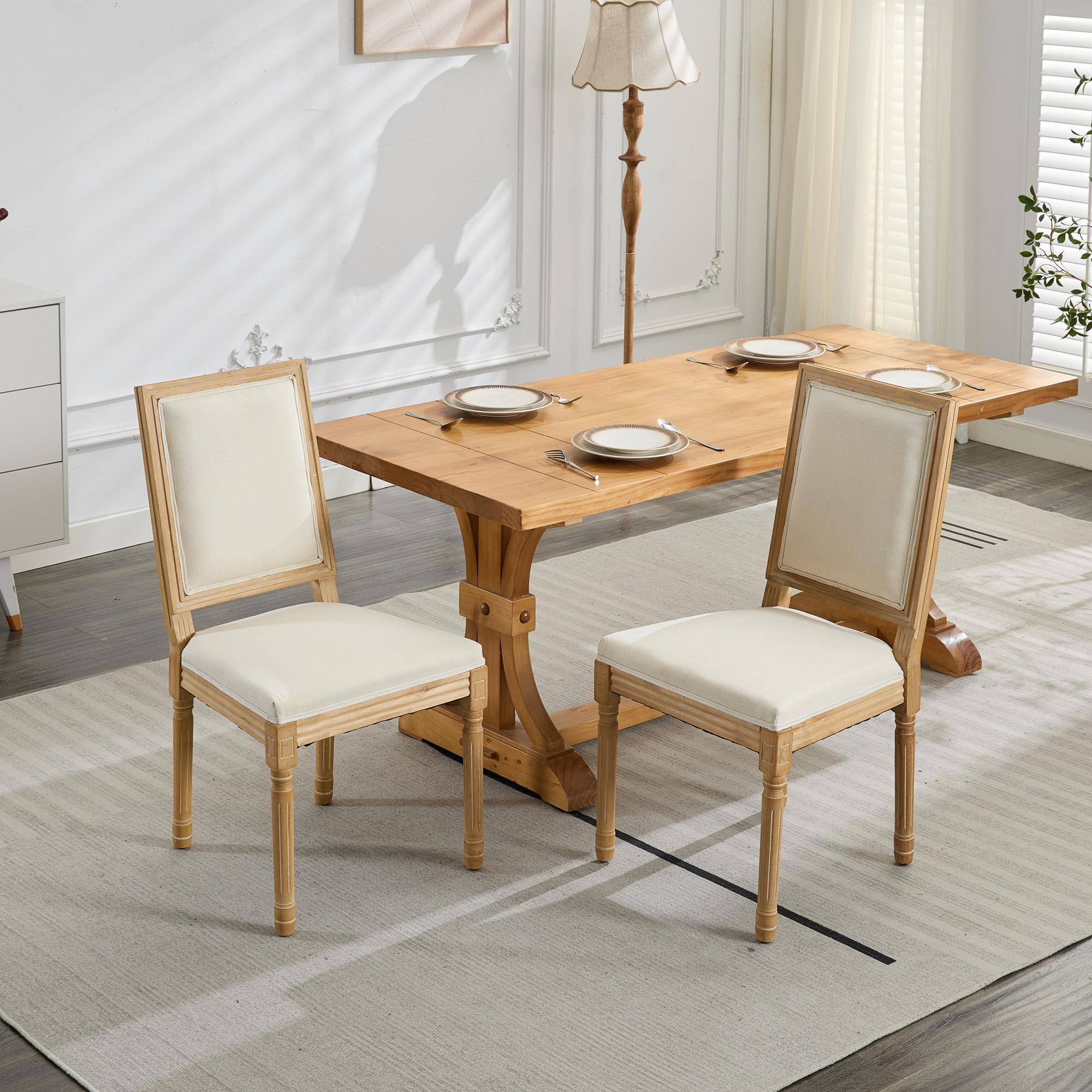French Louis Dining Chairs with Square Backrest (Set of 2)