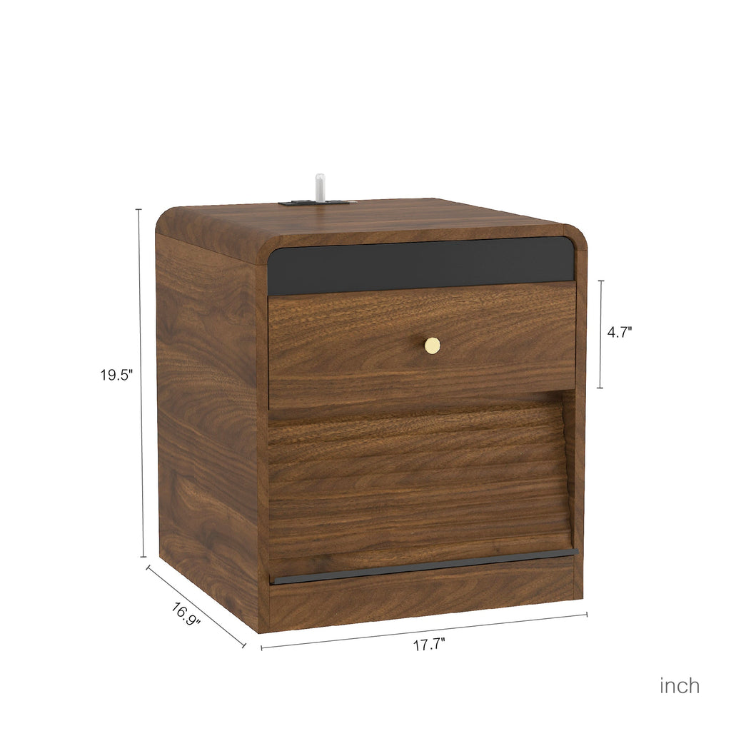 Smart Nightstand with Charging Station & Voice-Controlled LED Lights