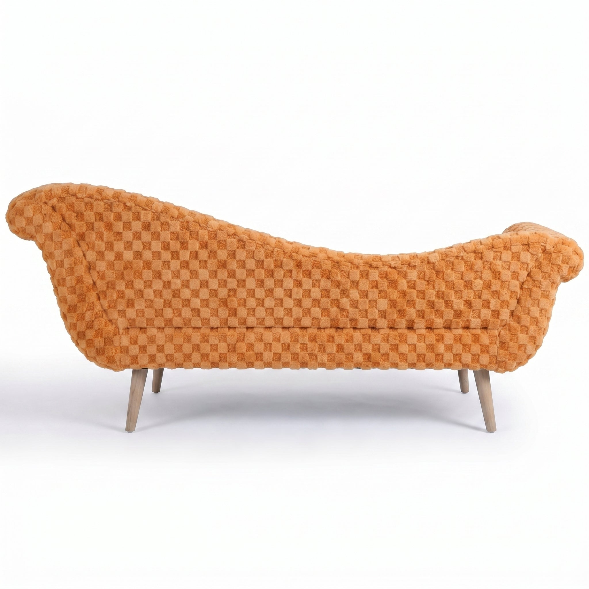 Classic Diamond Pattern Fabric Paired with Elegant Scroll Arms