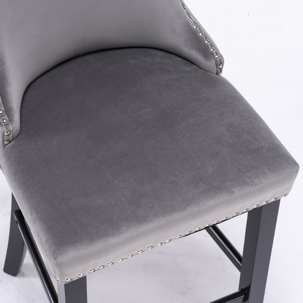 Leisure Style Velvet Upholstered Wing-Back Barstools (Set of 2)