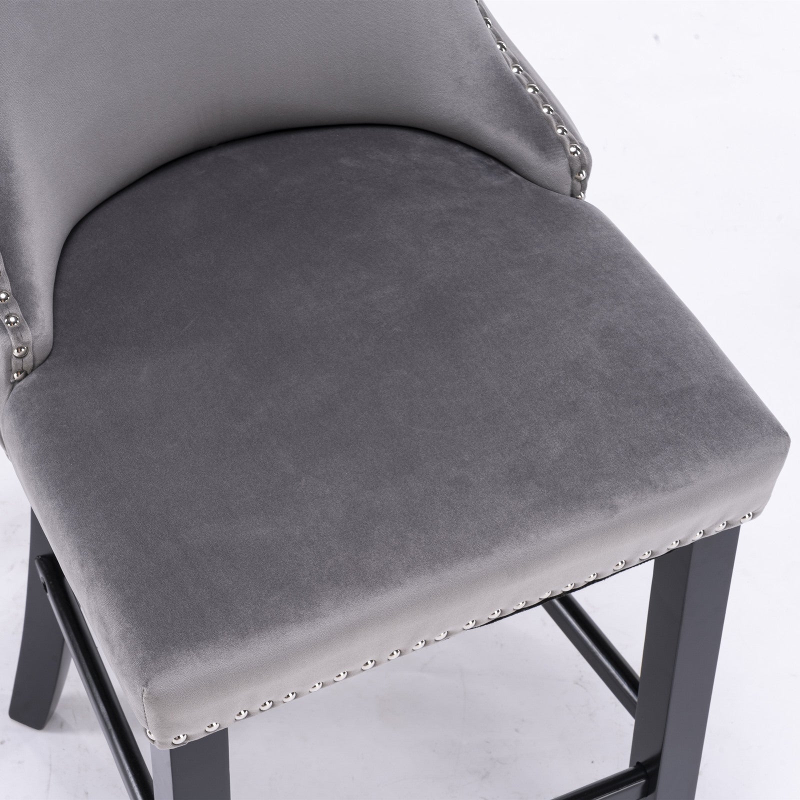 Leisure Style Velvet Upholstered Wing-Back Barstools (Set of 2)