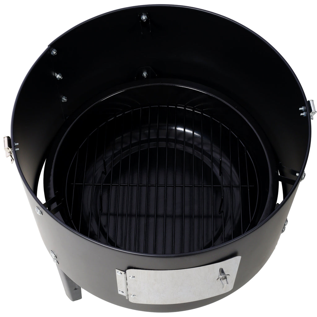 17 Inch Steel Charcoal Smoker Heavy Duty BBQ Grill Outdoor Cooking Black