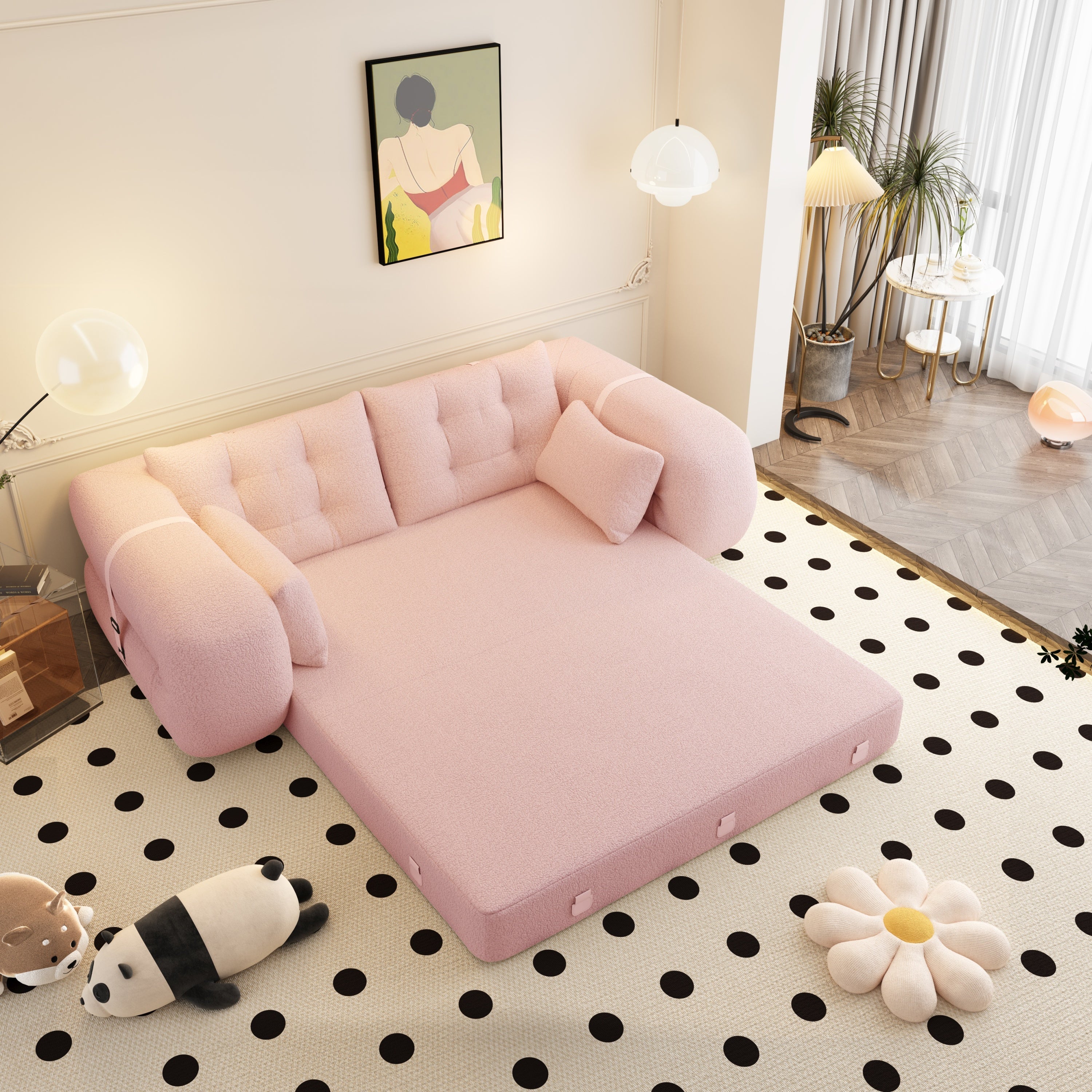 78.7 ' Multi-Functional Teddy Foldable Sofa Bed