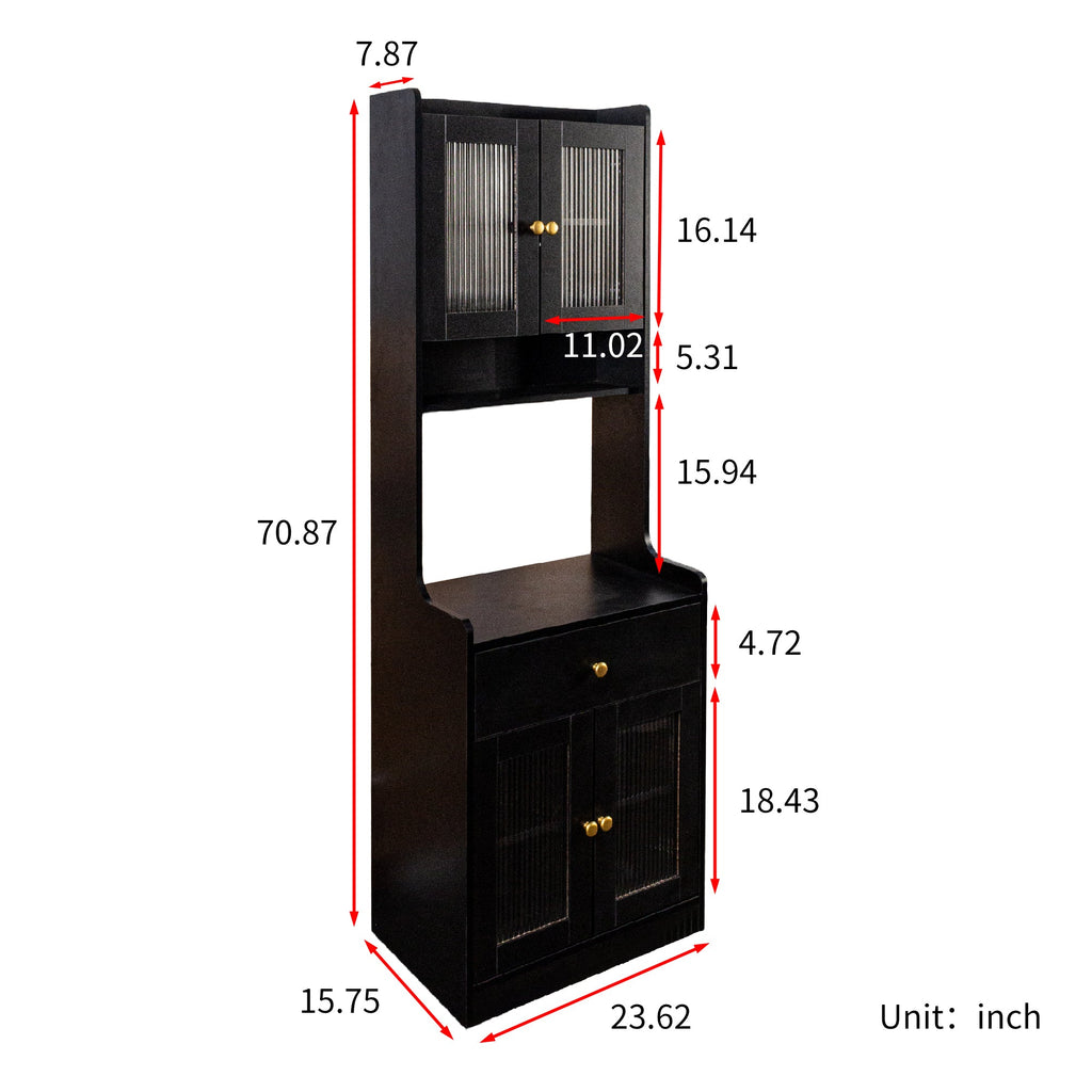 Farmhouse Kitchen Hutch Buffet Cabinet with Microwave Stand