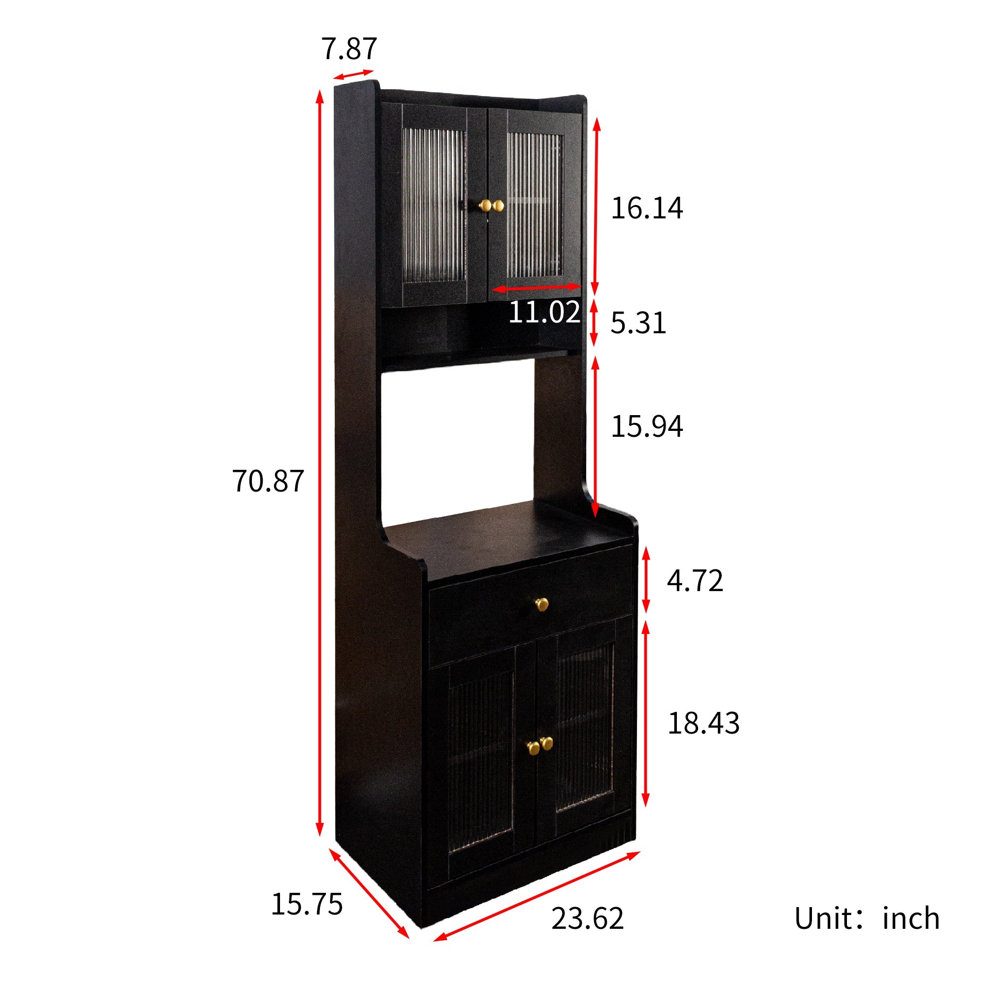 Farmhouse Kitchen Hutch Buffet Cabinet with Microwave Stand