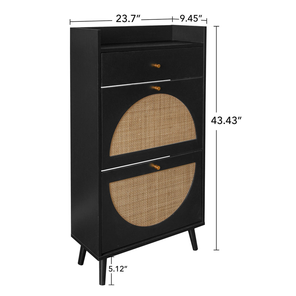 Rattan Drawer Shoe Rack for Entrance